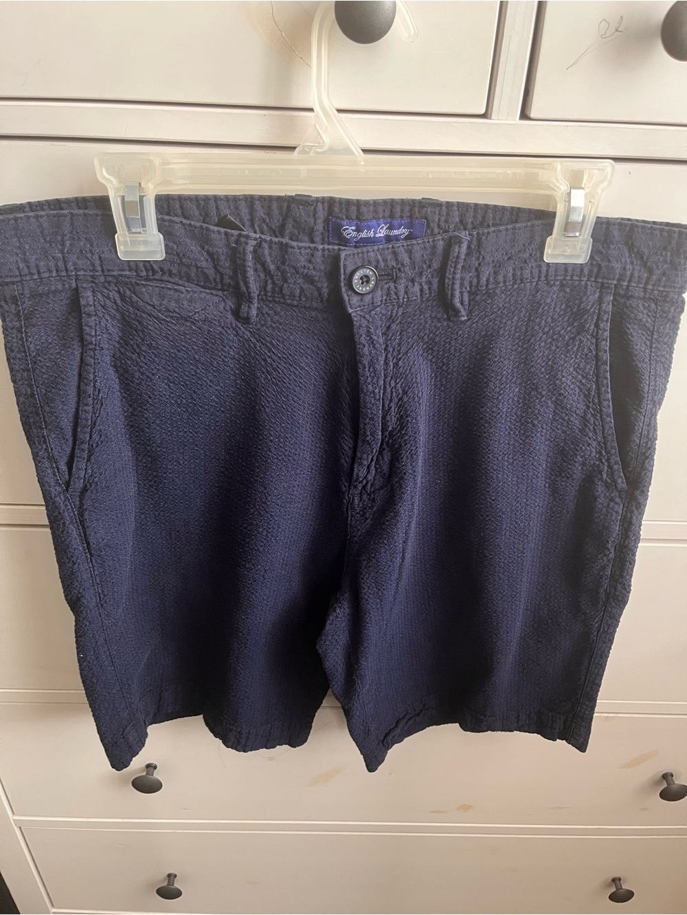 English Laundry Navy Textured Flat-Front Women's Shorts